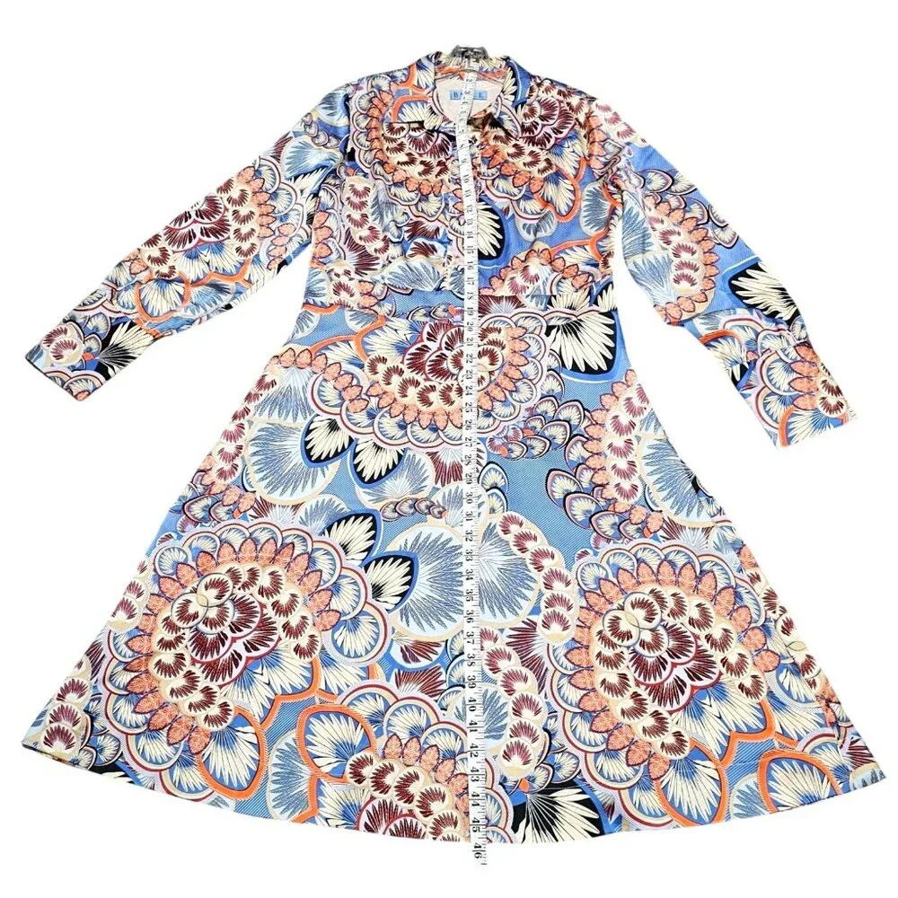 Belle XL Women's Floral Long Sleeve A-Line Dress - Picture 8 of 10